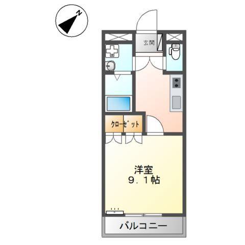 ヴィルコート(1K/2階)の間取り写真