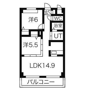 ソシア大口(2LDK/1階)の間取り写真