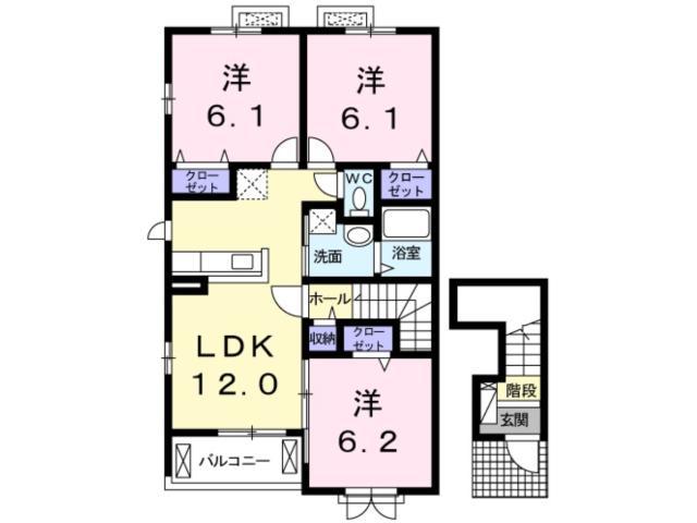 ナイトA(3LDK/2階)の間取り写真