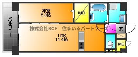 ボスコボブビルディング(1LDK/3階)の間取り写真