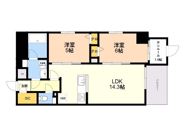 ODAKI BLDG OTEMON(2SLDK/3階)の間取り写真
