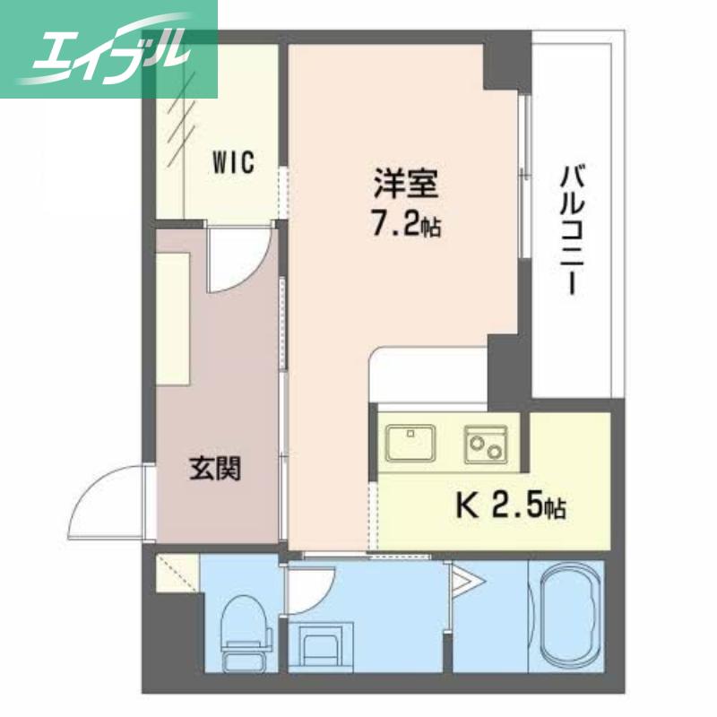 ARIES伊福町(ワンルーム/3階)の間取り写真