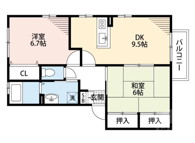 エムエム千里山(2DK/2階)の間取り写真
