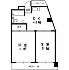 ドリフ岡本(2DK/2階)の間取り写真
