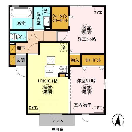 グランマーレ L(2LDK/1階)の間取り写真