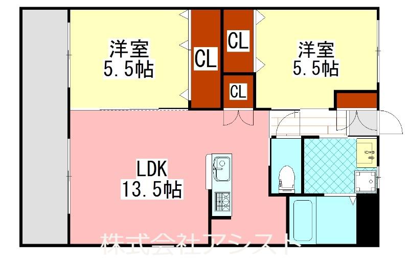 シベールNISHIDA(2LDK/3階)の間取り写真