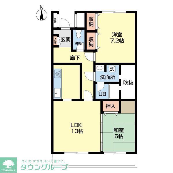 ファミーユ金井(2LDK/3階)の間取り写真