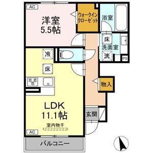 アンティエーヌ トリシア(1LDK/1階)の間取り写真