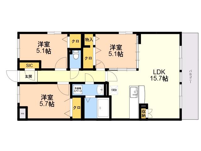 ハッピネス若葉台2(3LDK/3階)の間取り写真