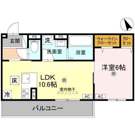 エレガンスビュー(1LDK/1階)の間取り写真