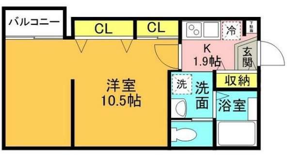 アローズ北嶺(1K/1階)の間取り写真