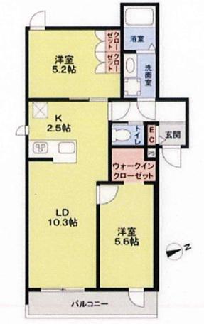 FOREST MAISON KOMAGOME ノース(2LDK/2階)の間取り写真