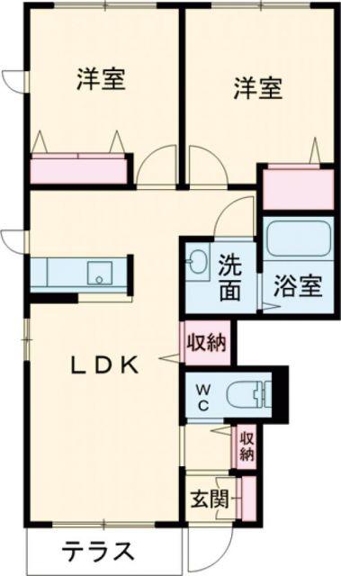 アルフラット小野(2LDK/1階)の間取り写真