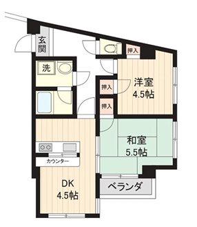 ブライトヒルズ調布(2DK/3階)の間取り写真
