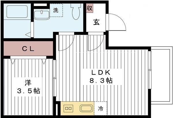 プルマン一之江(1LDK/3階)の間取り写真