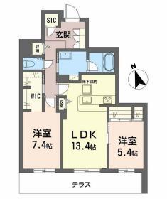 セントリビエ上甲子園(2LDK/2階)の間取り写真