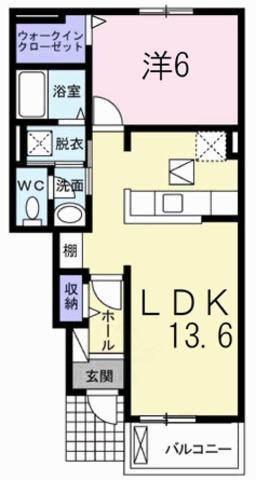 ラボールI(1LDK/1階)の間取り写真
