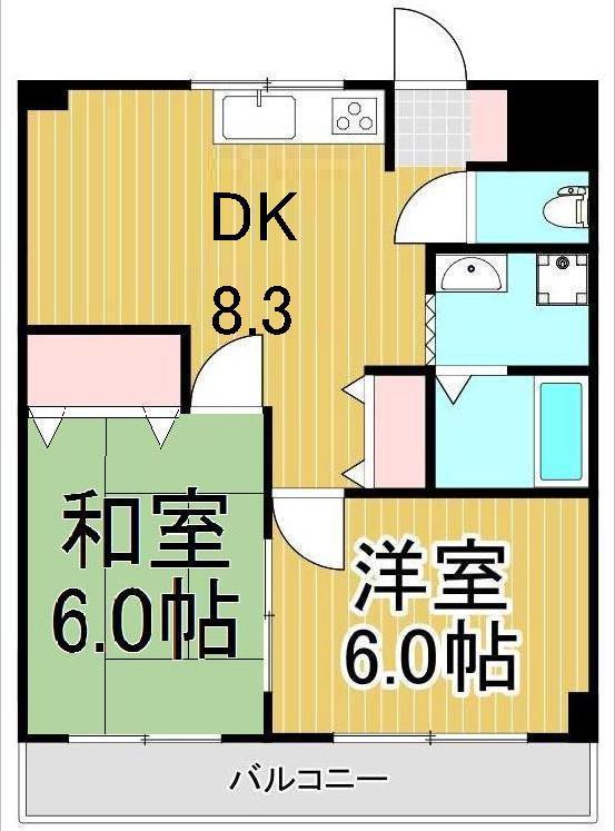 第2アスナロハイム(2DK/1階)の間取り写真