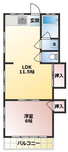 あおばハイツ(1LDK/2階)の間取り写真