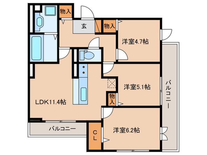 デュープレイス(3LDK/2階)の間取り写真
