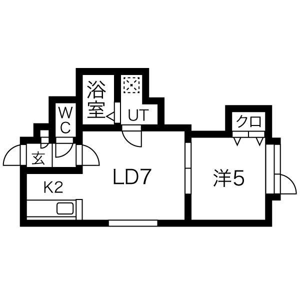 ラフィシア(1LDK/2階)の間取り写真