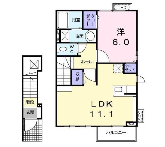 ベルハウス曙(1LDK/2階)の間取り写真
