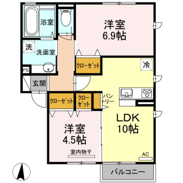 センチュリーハイム桂台(2LDK/2階)の間取り写真