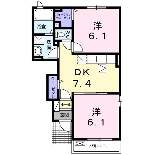 パストラル レジデンス B(2DK/1階)の間取り写真