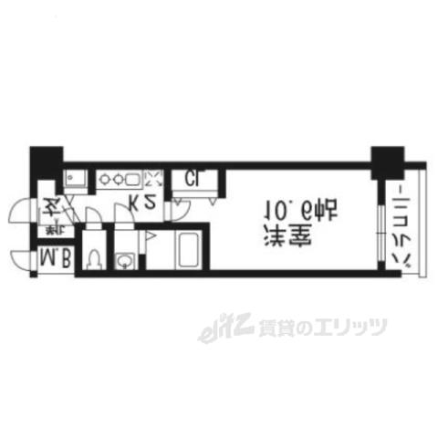 アール京都グレイス(1K/4階)の間取り写真
