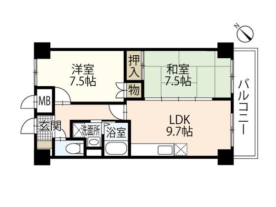 田部ビル(2LDK/7階)の間取り写真