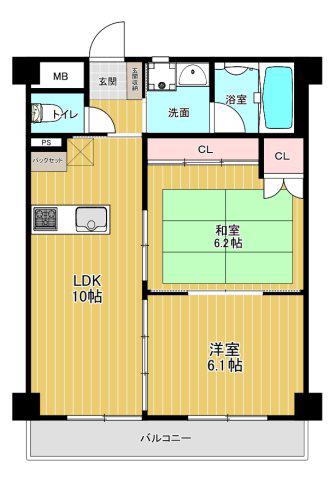シャトー橿原(2LDK/4階)の間取り写真