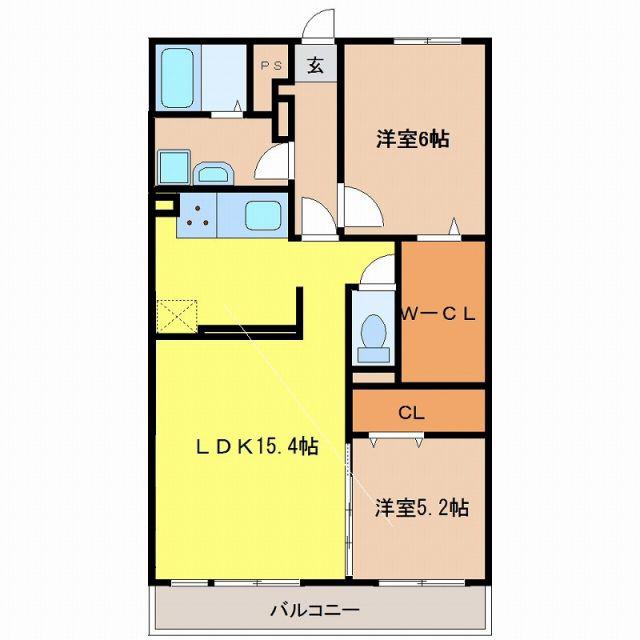 フィリアプリモ(2LDK/1階)の間取り写真