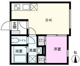 台東区清川1丁目マンション(1DK/2階)の間取り写真