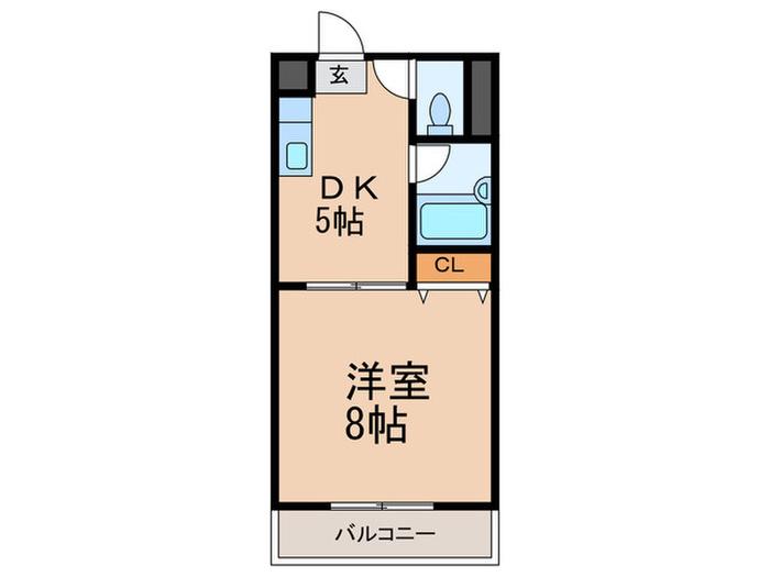 ドミール緑橋(1DK/8階)の間取り写真