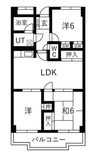 パレス宝神(3LDK/2階)の間取り写真