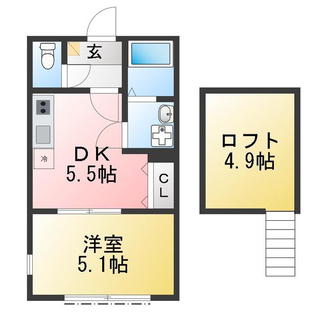 釜利谷東6丁目アパート(1DK/2階)の間取り写真