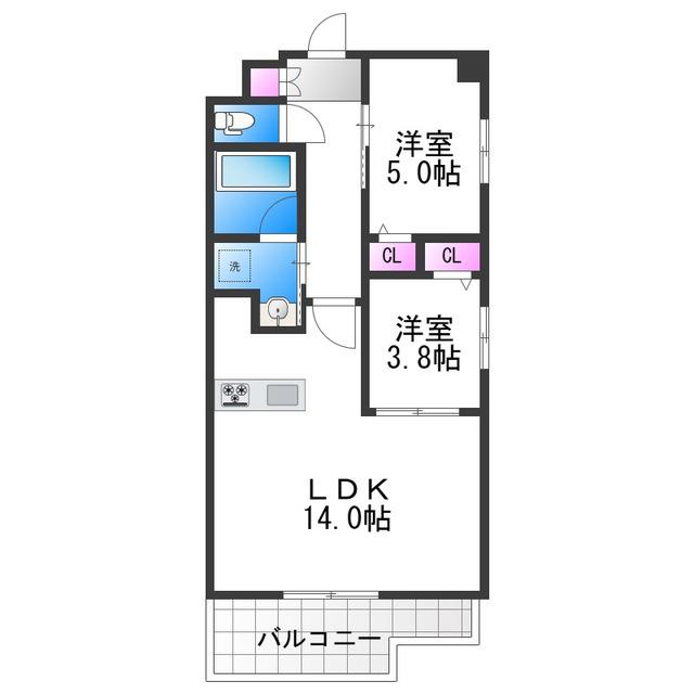 カウニス丸山通(2LDK/6階)の間取り写真