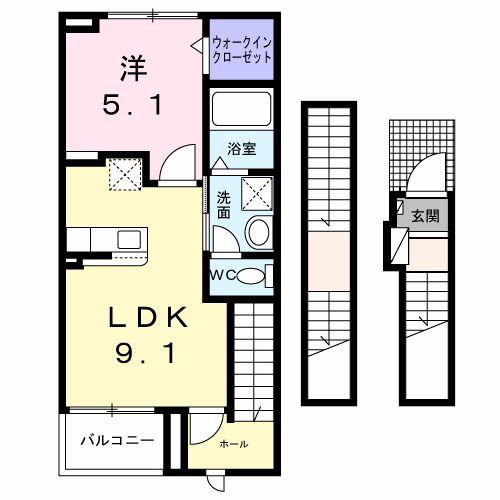 ポルト チッタ(1LDK/3階)の間取り写真