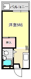 プランタン中峠(1K/2階)の間取り写真