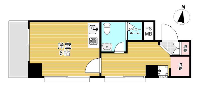 エンドービル(ワンルーム/3階)の間取り写真