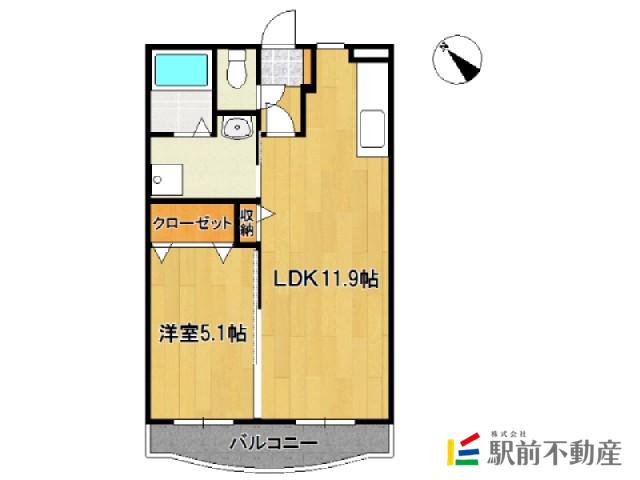 パークマンション山浦(1LDK/4階)の間取り写真