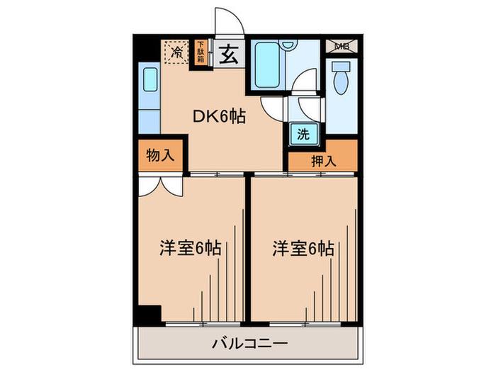 みなともハイツ北千束(2DK/3階)の間取り写真