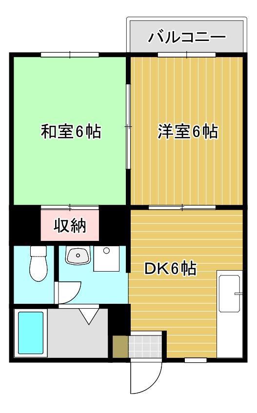 コンフォートY(2DK/1階)の間取り写真