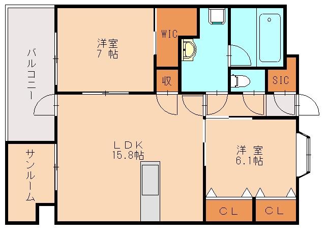SAN・MEILL(2LDK/1階)の間取り写真