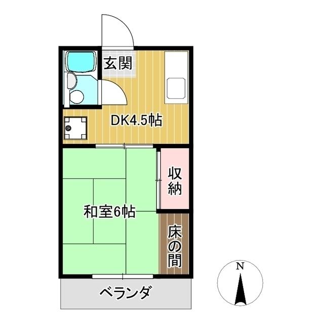 サンシャイン美甘(1DK/2階)の間取り写真