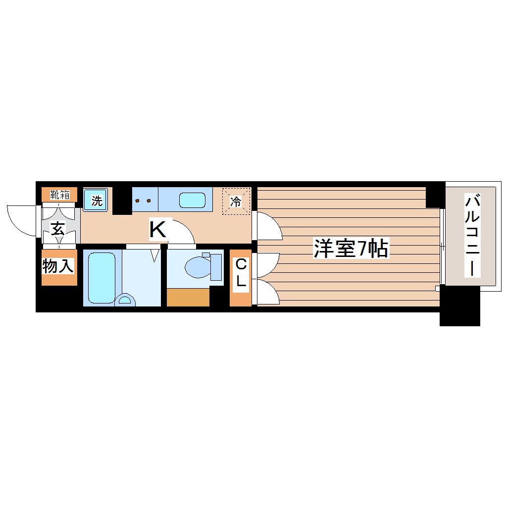 HF仙台長町レジデンス(1K/3階)の間取り写真
