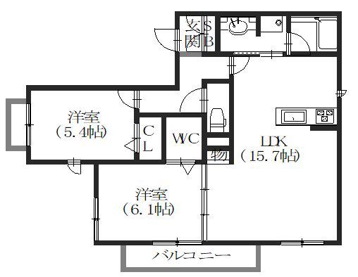 ブランシュ(2LDK/2階)の間取り写真