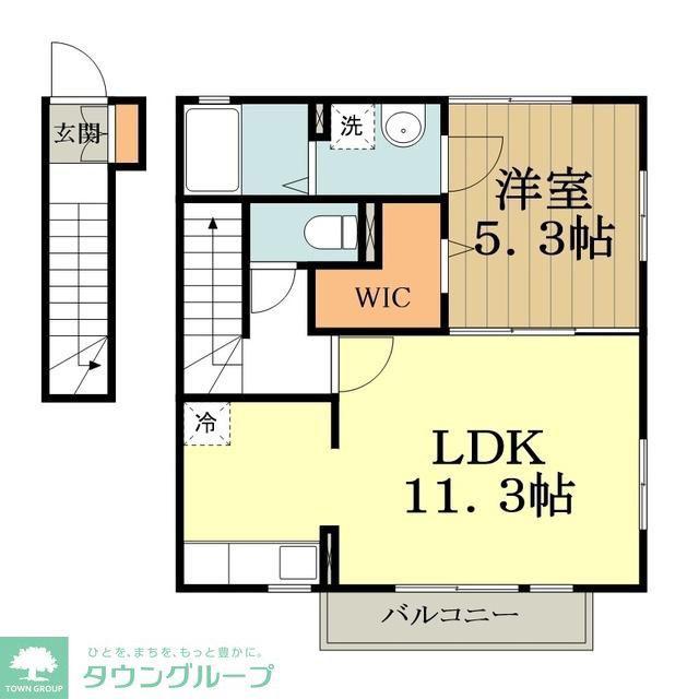 サンクレアVI棟(1LDK/2階)の間取り写真
