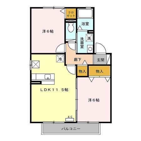 アタラクシアABCD(2LDK/1階)の間取り写真