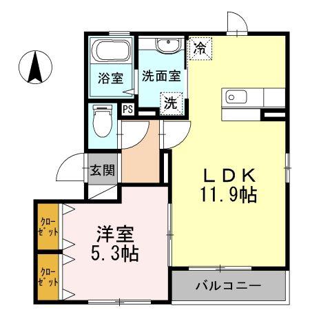 ユイマール(1LDK/3階)の間取り写真